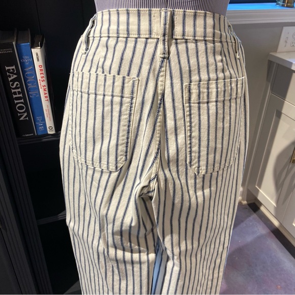 J. Crew Slim Wide Leg Striped White Jeans – Size 24P - Picture 7 of 12